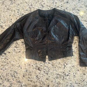 Women's Black Ostrich Leather Jacket.  Cropped.  Comfortable and Cool.